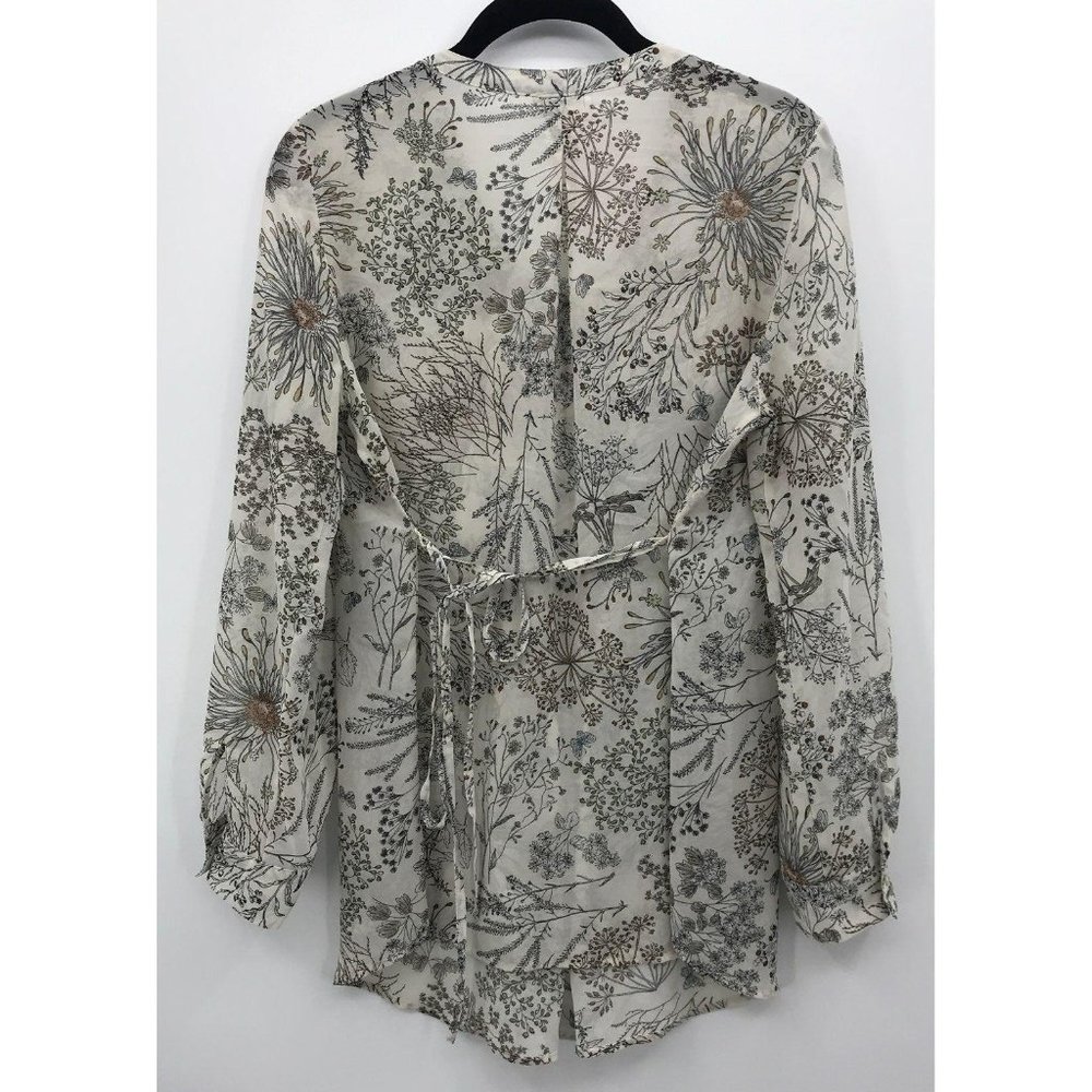 Motherhood Maternity Sheer Floral Top Roll Tab Sleeve Ivory Cream Small - Picture 5 of 6